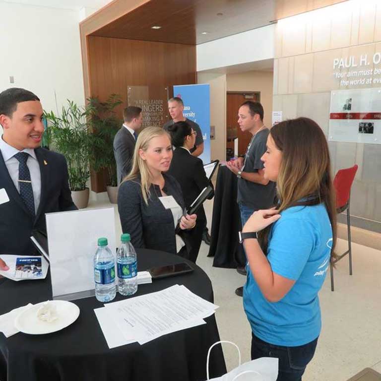 Students at a networking event.