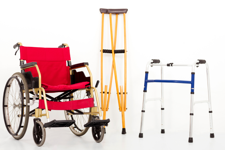 Wheelchair, crutches, walker